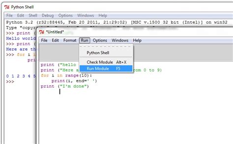 how to run commands on python ide