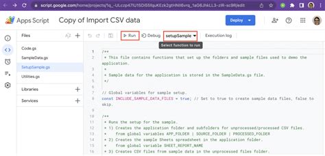 how to run google apps script in sheets
