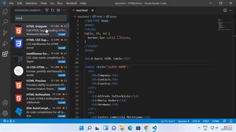 how to run html code in visual studio code online