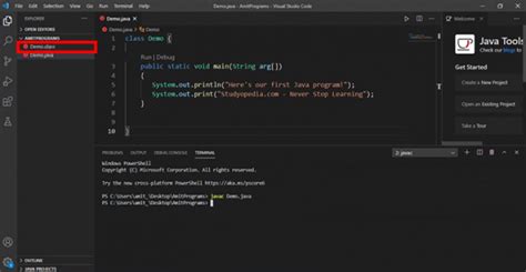how to run java code in vs code terminal