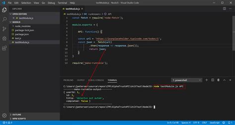 how to run js file in visual studio code terminal