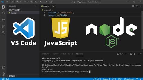 how to run node js code in vs code terminal