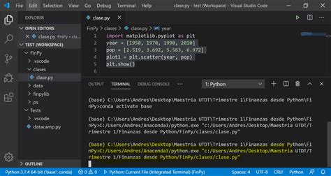 how to run python code in vs code terminal
