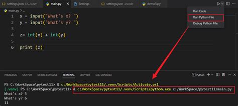 how to run python file in vs code terminal command