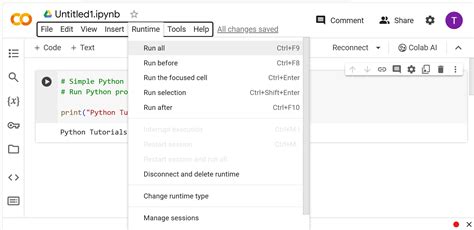 how to run python program on google colab