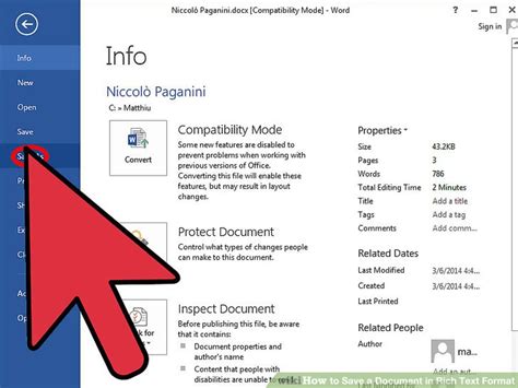 how to save a document as rich text format in word