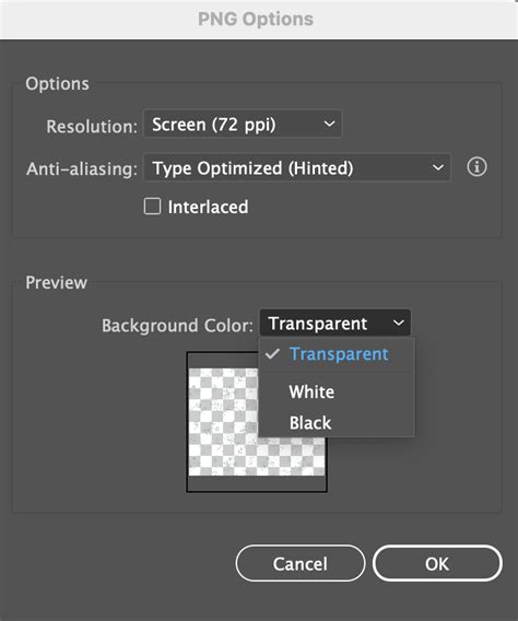 how to save a file in illustrator with a transparent background