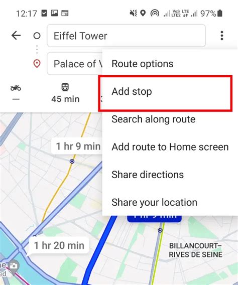 how to save a route with multiple stops on google maps android