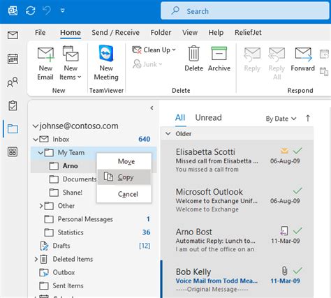 how to save an email to a folder in outlook 365