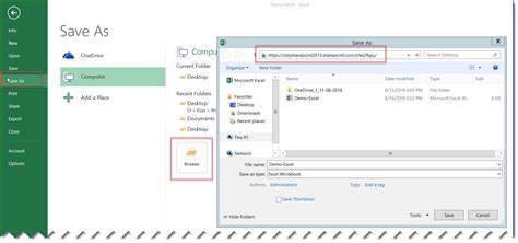 how to save an excel document in sharepoint