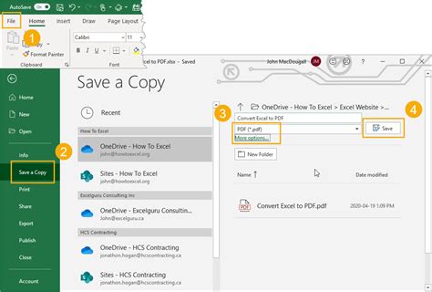 how to save an excel file to pdf