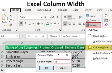 how to save column width in excel