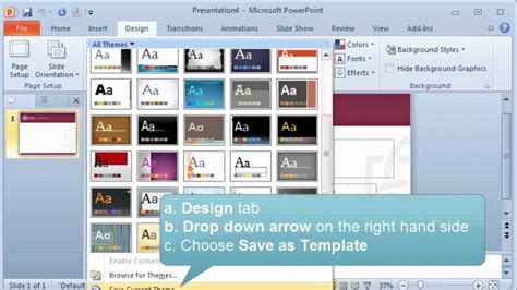 how to save default theme in powerpoint