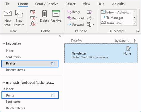 how to save email in draft folder in outlook