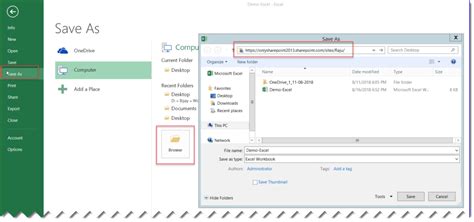 how to save excel doc to sharepoint