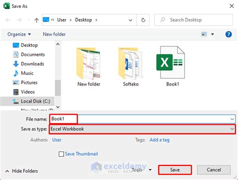 how to save excel file extension