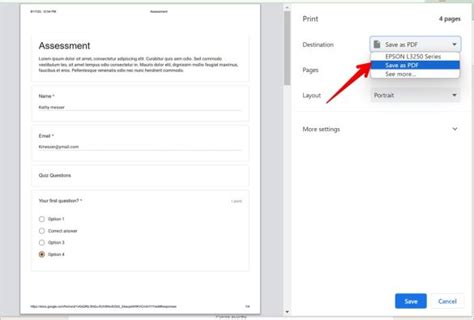 how to save google form responses summary as pdf