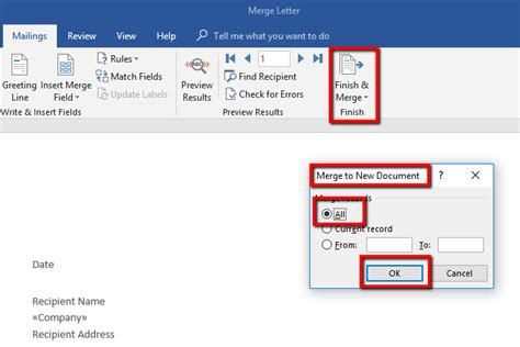 how to save mail merge document in word
