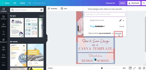 how to save my template in canva