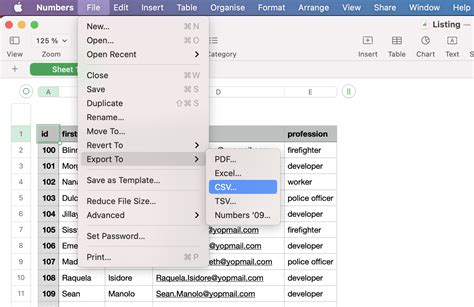 how to save numbers in csv format