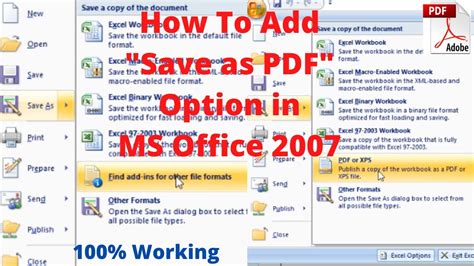 how to save pdf in excel 2007