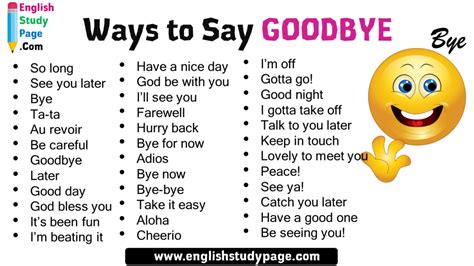 how to say goodbye in different words