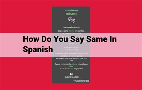 How To Say Same In Spanish Language