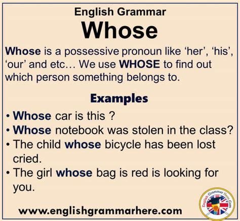 how to say whose for an object