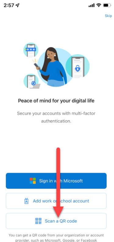 how to scan qr code using ms authenticator app