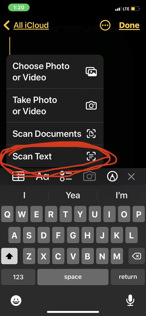 how to scan text in notes