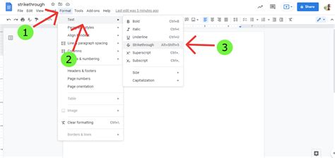 how to scratch through text in google docs