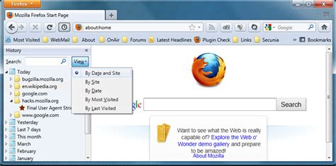 how to search history in firefox