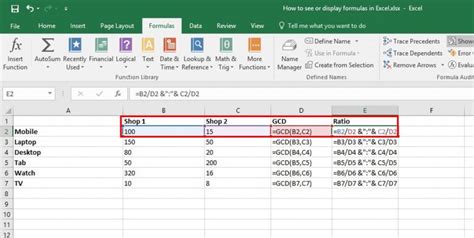 how to see all equations in excel