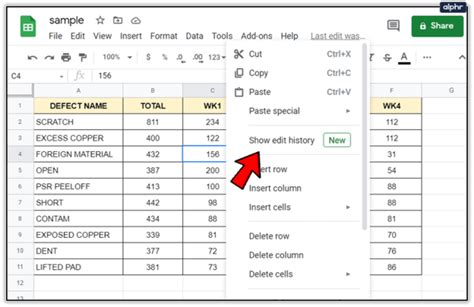 how to see edit history in google sheets