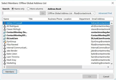 how to see members of distribution list in outlook app