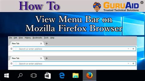 how to see menu bar on firefox