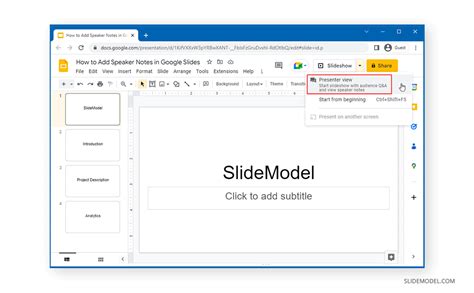 how to see notes on google slides app