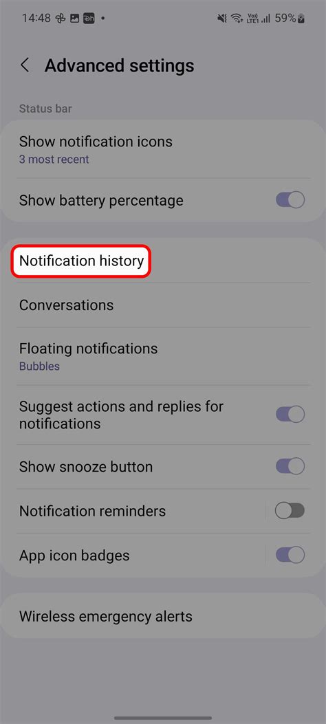 how to see the notification history on android