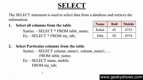 How To Select All Columns In Sql