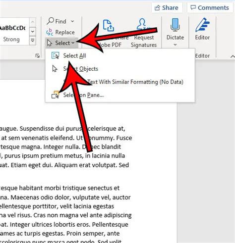 how to select all text in word shortcut