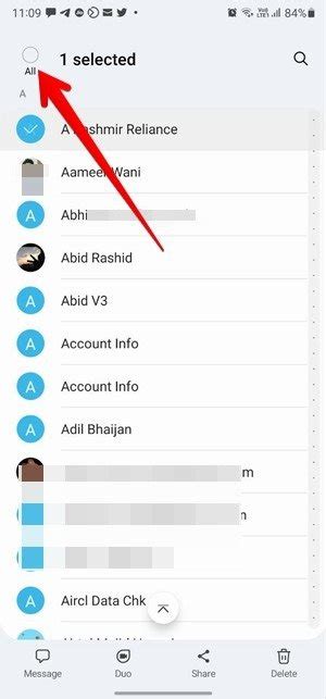 how to select and delete contacts