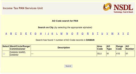 how to select area code in pan application