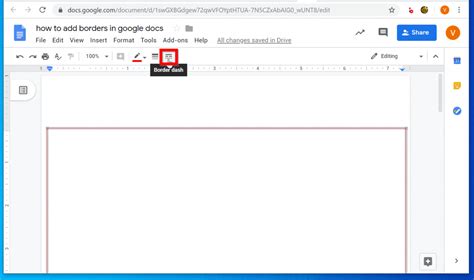 how to select borders in google docs