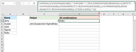 How To Select Combinations In Excel