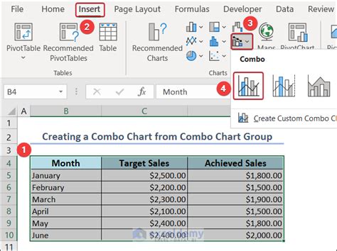 how to select combo chart in excel