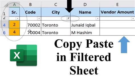 how to select copy and paste filtered data in excel