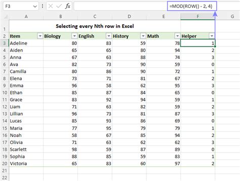 how to select every nth cell in excel