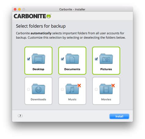how to select folders for carbonite backup