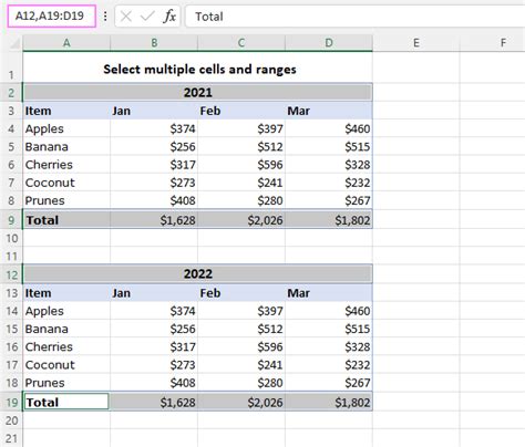 how to select multiple tables in excel