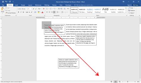 how to select multiple text boxes in word